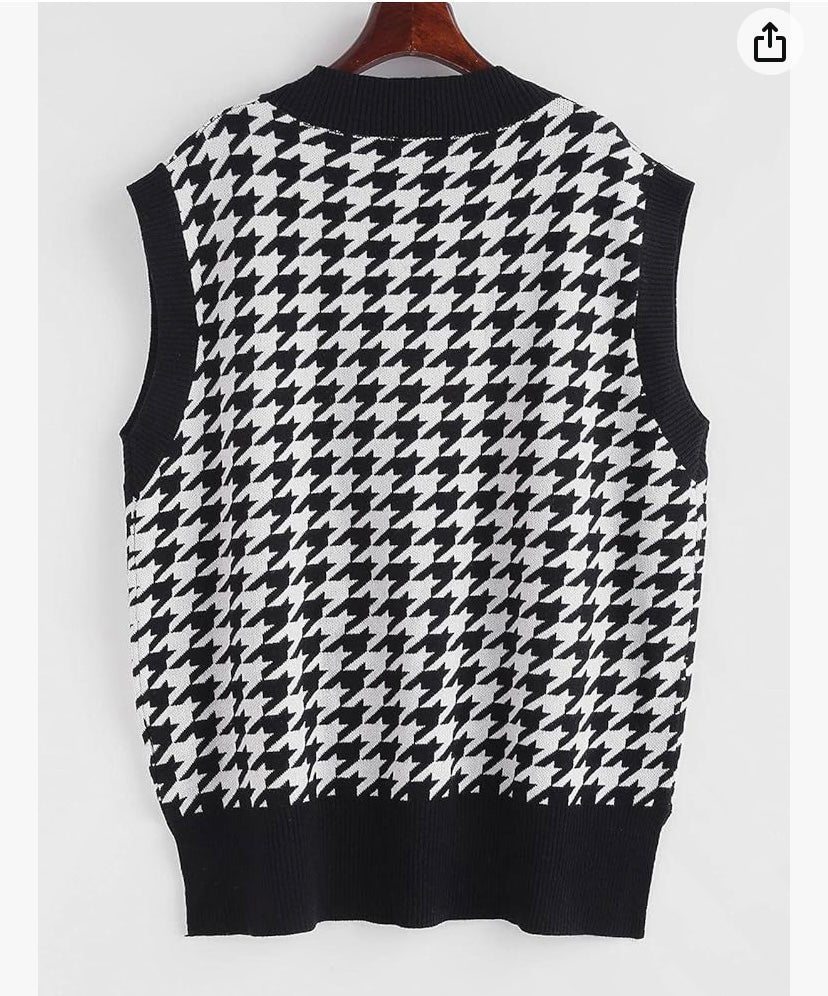Uppity Houndstooth Sweater Vest