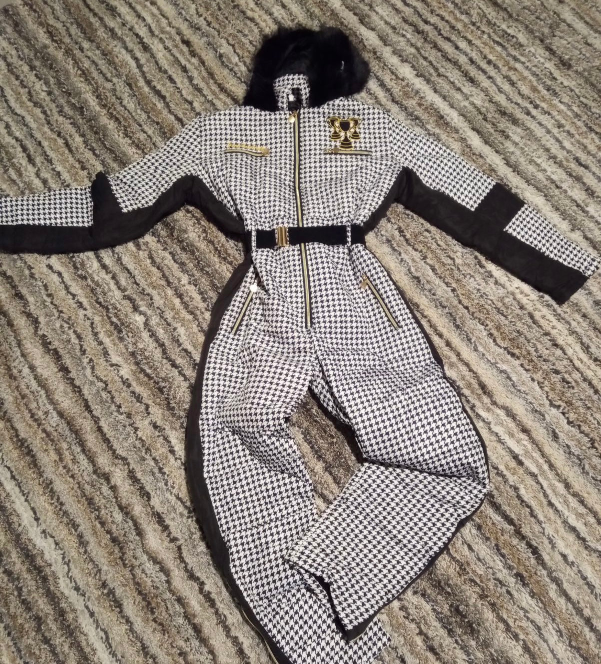 Uppity Houndstooth Ski Suit female