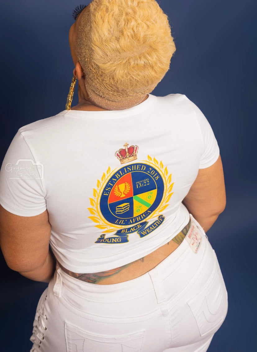 Wealthy Crest V-neck Crop Top T