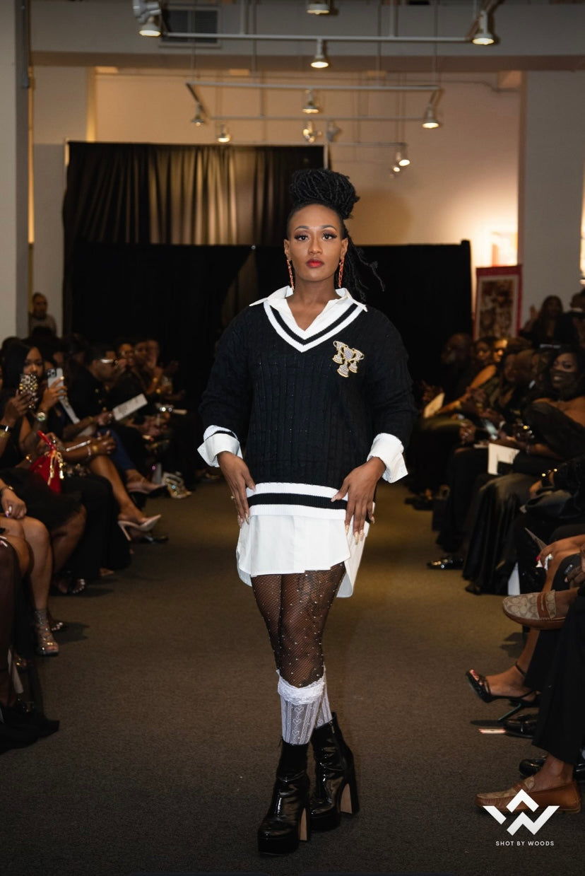 Uppity Cable Houndstooth Trophy Sweater