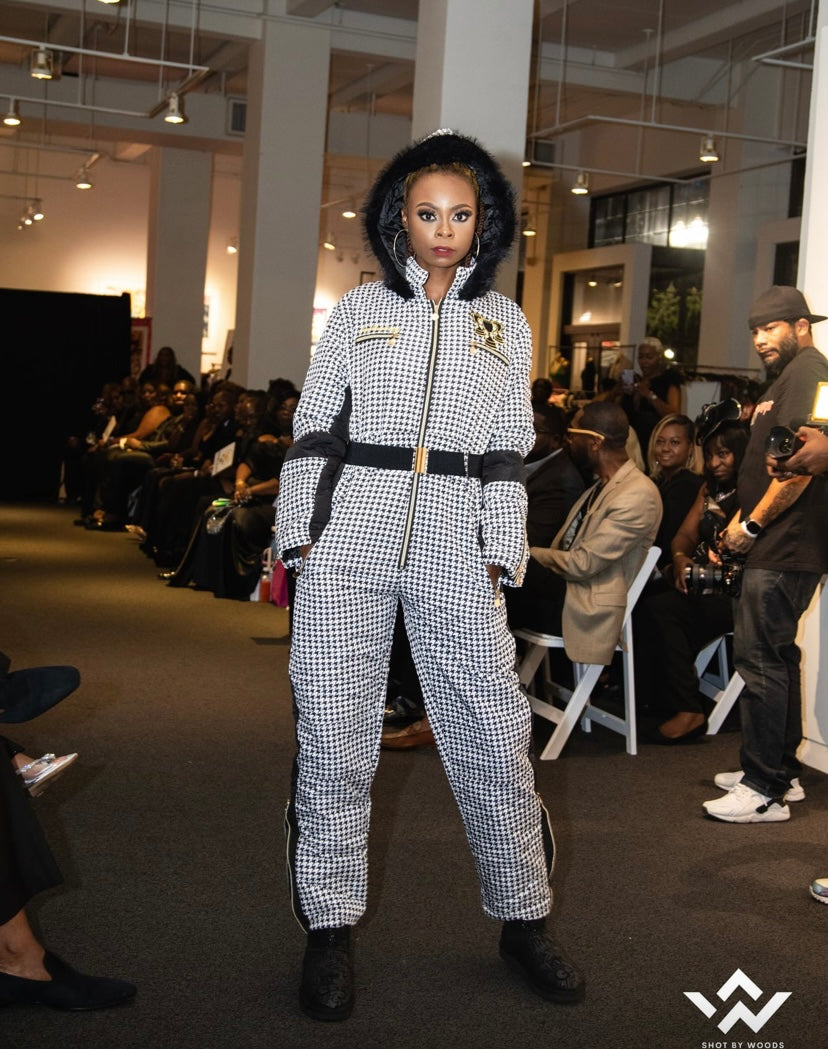 Uppity Houndstooth Ski Suit female