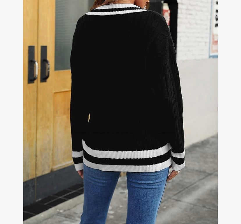 Uppity Cable Houndstooth Trophy Sweater